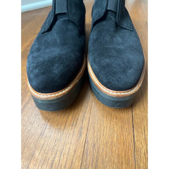 Vince Davy Black Suede Slip-on Platform Oxford 8.5 - Picture 5 of 9